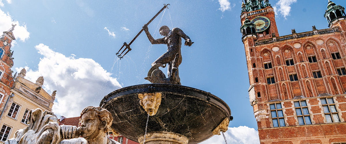 The Neptune Fountain in Gdansk, Poland
